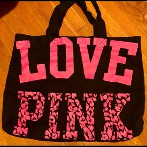 Victoria’s Secret PINK Tote Bag-large, black, pink